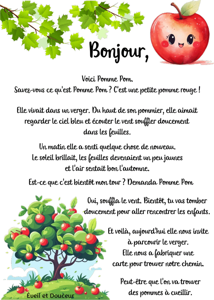 eveil et douceur, histoie de pomme pom 1